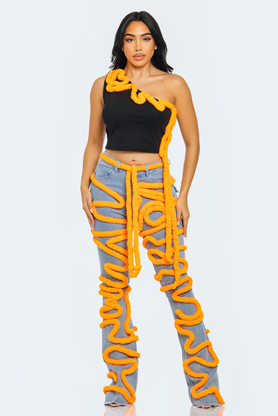 Sculptural Swirl Pipeline Asymmetrical Crop Top - ATHINA